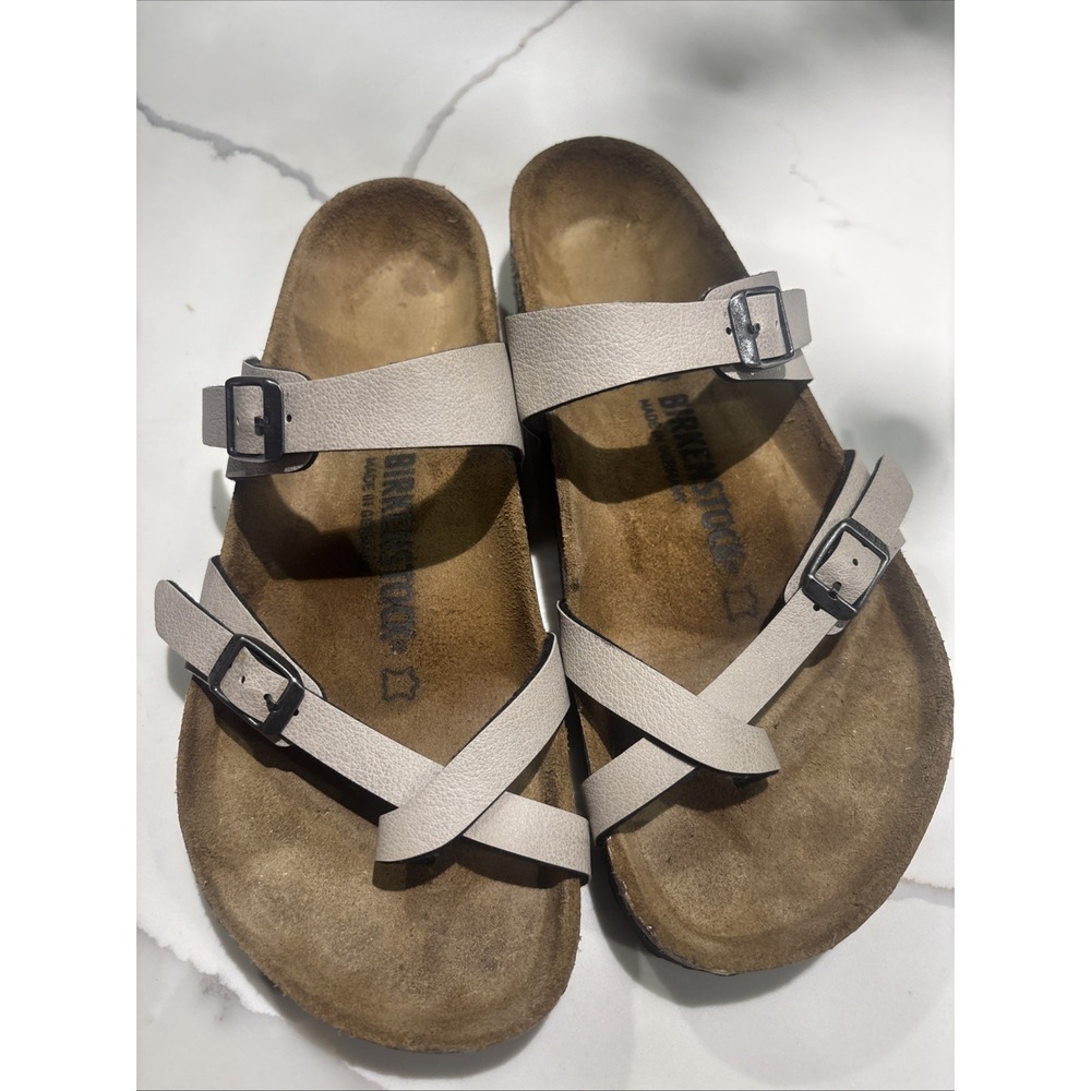 Birkenstock Mayari Stone Toe Loop Sandals Cork Est EU 39 Women's 8-8.5 - Picture 2 of 6